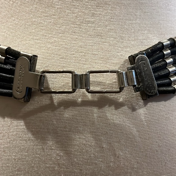 Vintage A.C. Gypsy lapis with corded silver tone beaded statement belt - Picture 9 of 15